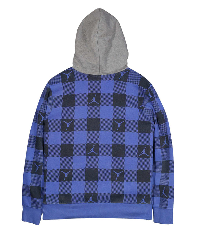 Nike Air Jordan Jump man Holiday Plaid Pullover Blue Hoodie