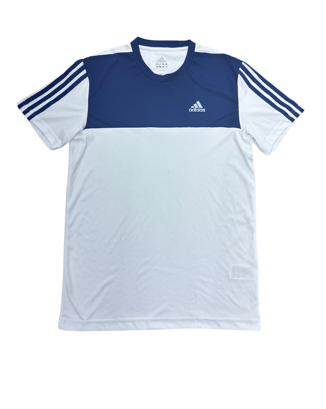 Adidas White & Navy Colorblock Sports Tee - S