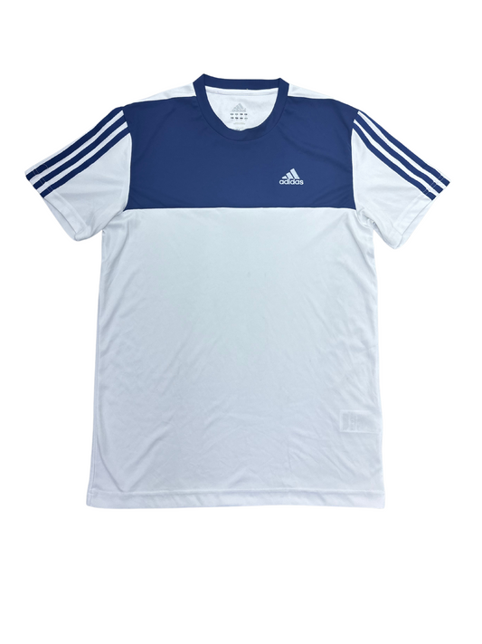 Adidas White & Navy Colorblock Sports Tee - S