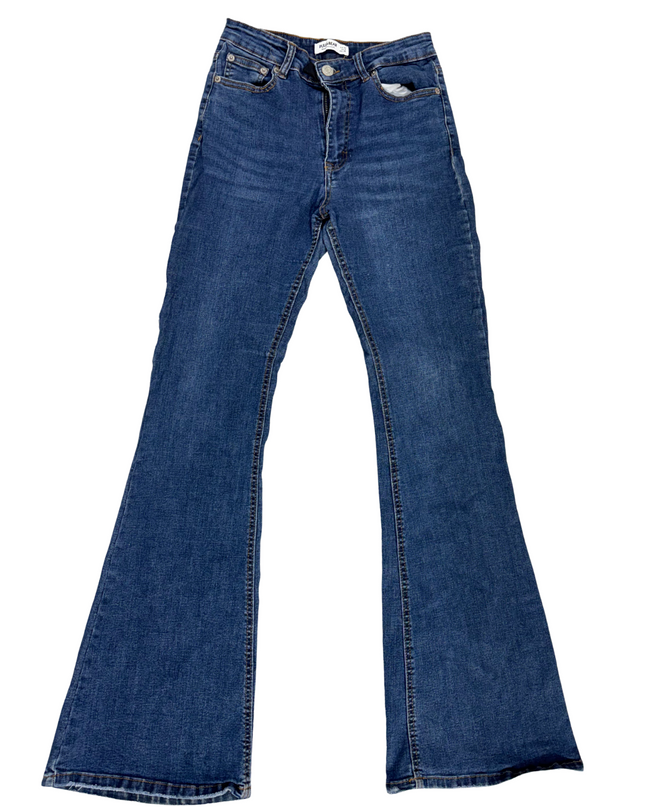Pull&Bear Flared High Waist Blue Jeans - M | Waist: 28"