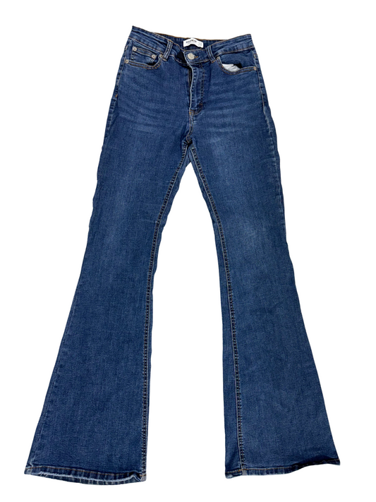 Pull&Bear Flared High Waist Blue Jeans - M | Waist: 28"