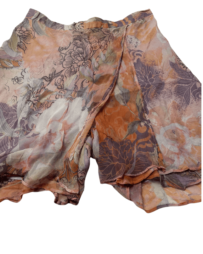 Giorgio Armani Vintage Floral Sheer Peach Wide-Leg Shorts