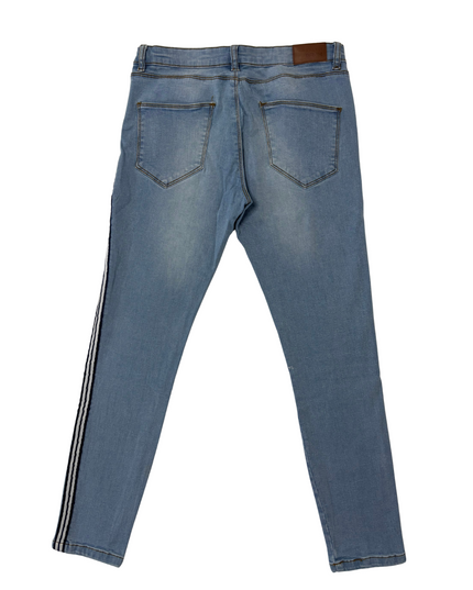 Khaadi Denim Light Wash Skinny Fit Jeans with Side Stripe - M | Waist: 30"
