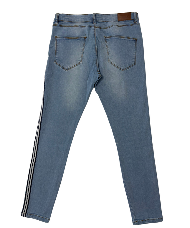 Khaadi Denim Light Wash Skinny Fit Jeans with Side Stripe - M | Waist: 30"