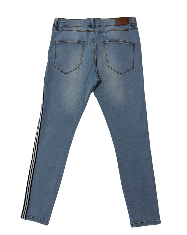 Khaadi Denim Light Wash Skinny Fit Jeans with Side Stripe - M | Waist: 30"
