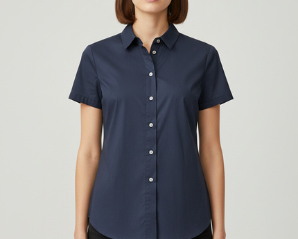Uniqlo Navy Blue Short Sleeve Button-Down Shirt