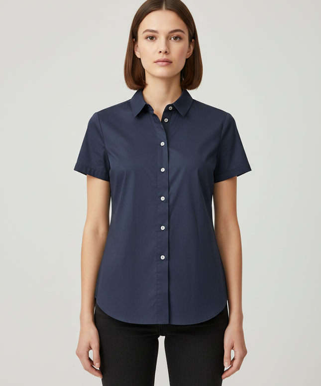 Uniqlo Navy Blue Short Sleeve Button-Down Shirt