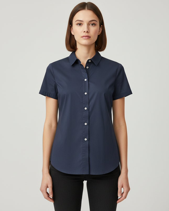 Uniqlo Navy Blue Short Sleeve Button-Down Shirt