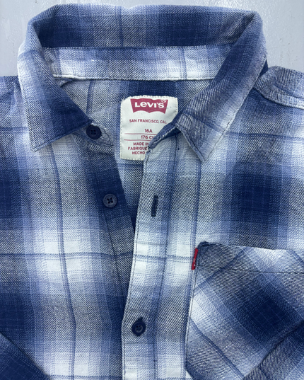 Levi's Ombre Plaid Button-Up Shirt - Navy Blue - S