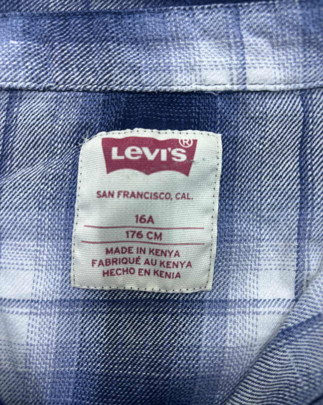 Levi's Ombre Plaid Button-Up Shirt - Navy Blue - S