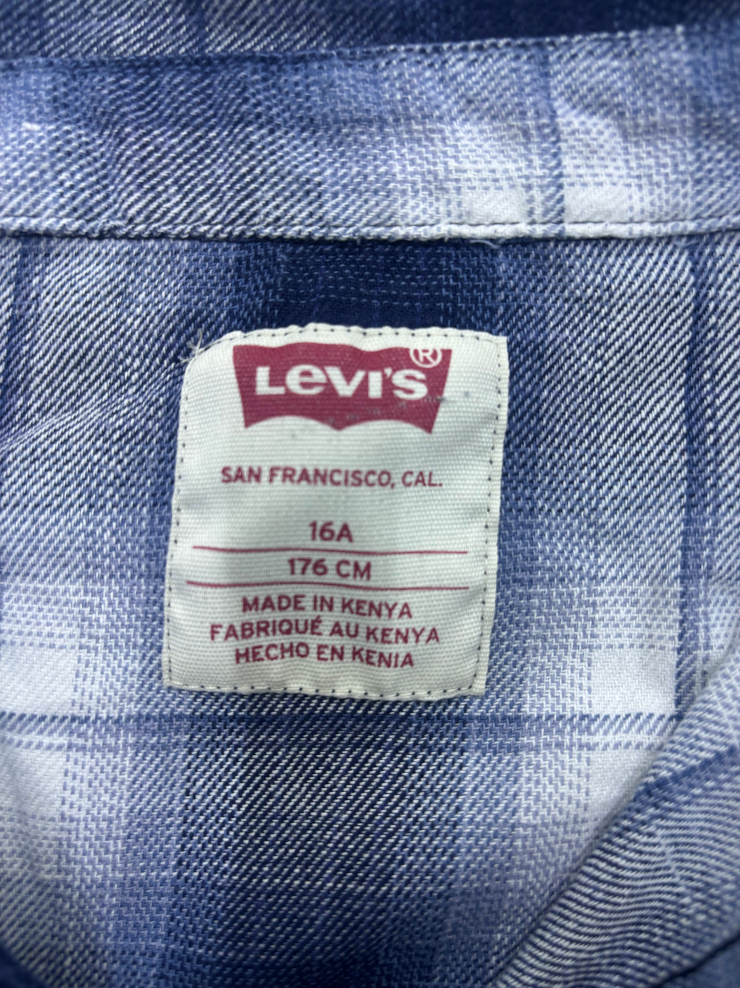 Levi's Ombre Plaid Button-Up Shirt - Navy Blue - S