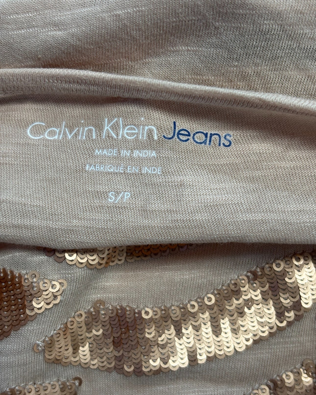 Calvin Klein Jeans Beige Sequin Patterned Top