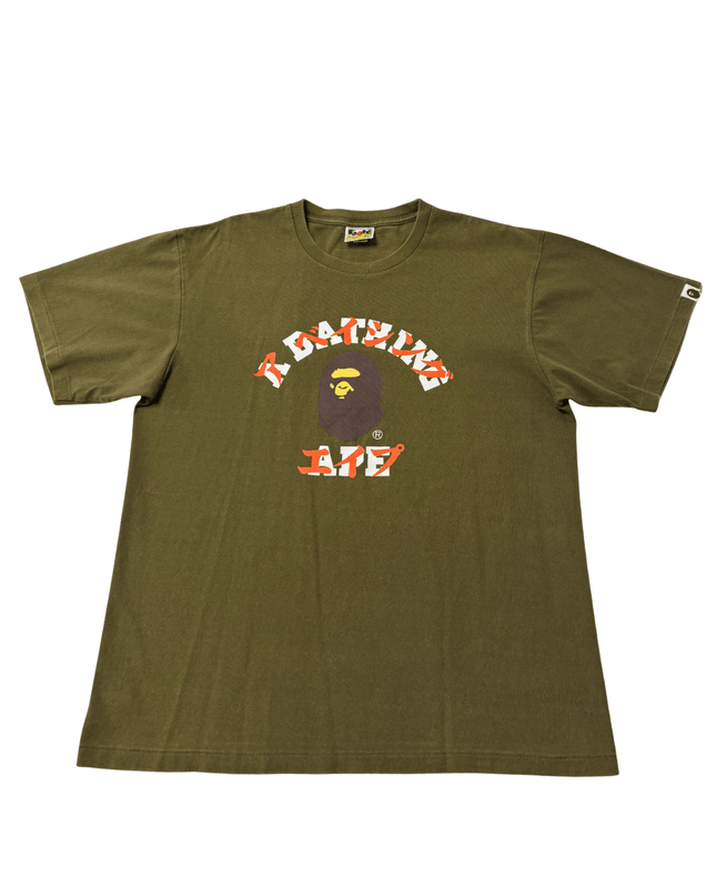 A Bathing Ape (BAPE) Classic Big Logo Olive Green Graphic T-Shirt