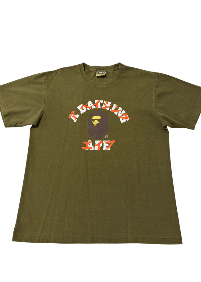 A Bathing Ape (BAPE) Classic Big Logo Olive Green Graphic T-Shirt