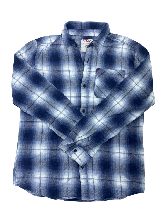 Levi's Ombre Plaid Button-Up Shirt - Navy Blue - S