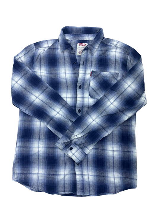 Levi's Ombre Plaid Button-Up Shirt - Navy Blue - S