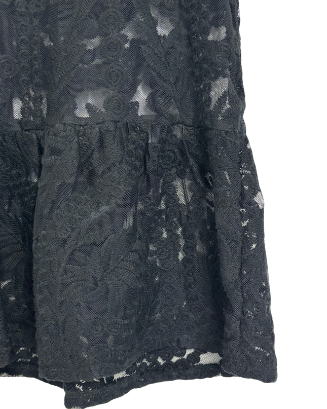 Zara Trafaluc Black Lace with Scalloped Collar Peplum Top