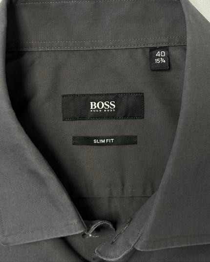 Hugo Boss Slim Fit Charcoal Gray Long-Sleeve Dress Shirt