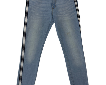 Khaadi Denim Light Wash Skinny Fit Jeans with Side Stripe - M | Waist: 30"