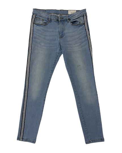Khaadi Denim Light Wash Skinny Fit Jeans with Side Stripe - M | Waist: 30"