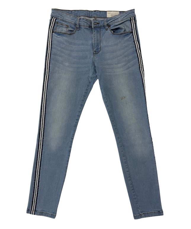 Khaadi Denim Light Wash Skinny Fit Jeans with Side Stripe - M | Waist: 30"