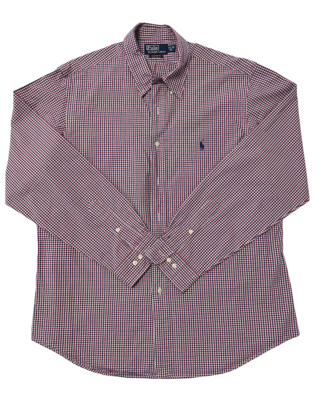 Ralph Lauren Custom Fit Red & Navy Checkered Oxford Shirt