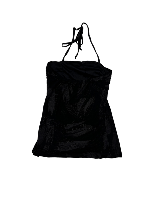 Suzy Shier Y2K Black Metallic Halter Top - XXS