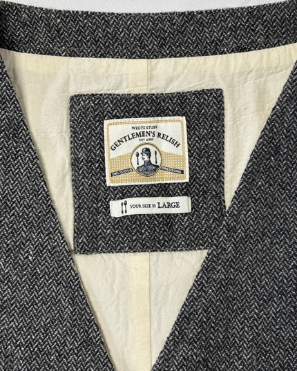 White Stuff Gentlemen’s Relish Gray Herringbone Wool Blend Waistcoat
