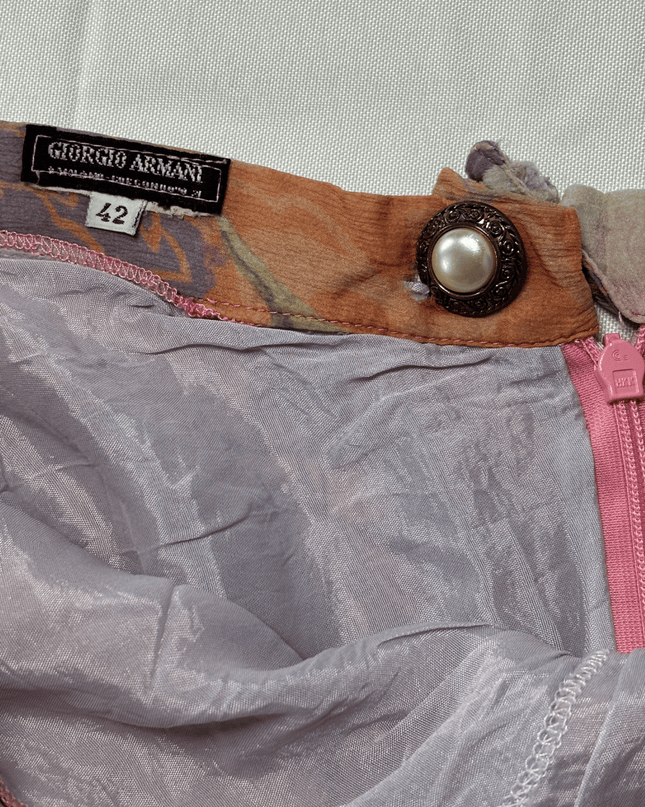 Giorgio Armani Vintage Floral Sheer Peach Wide-Leg Shorts