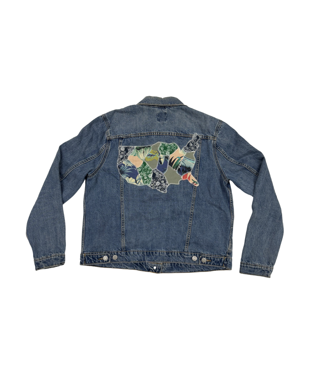 GAP Denim Patchwork Applique Light Wash Trucker Jacket - M