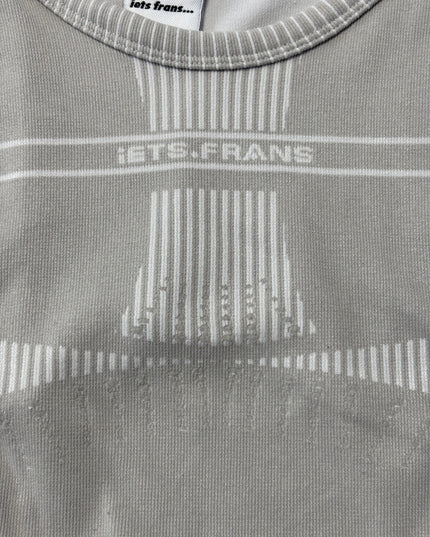 Iets Frans Grey Ribbed Open Back Mesh Crop Top