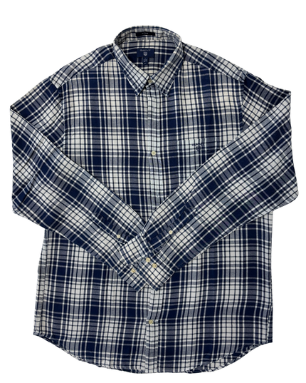 Gant Navy & White Flannel Plaid Shirt - L
