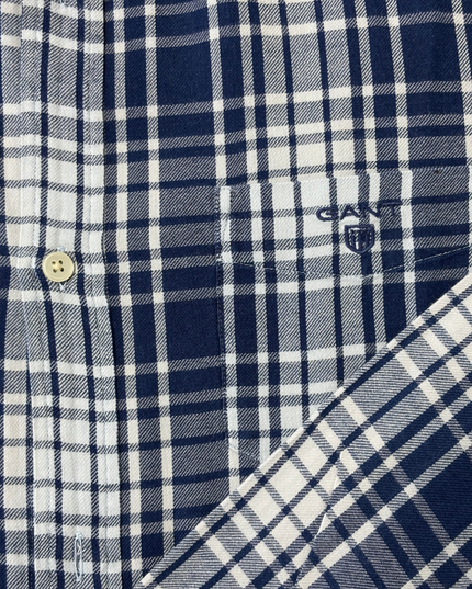 Gant Navy & White Flannel Plaid Shirt - L