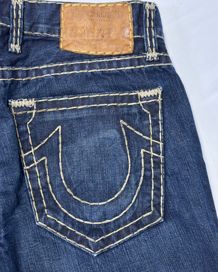 True Religion Made in USA Contrast Stitch Indigo Denim Jeans - XXL | Waist: 36"