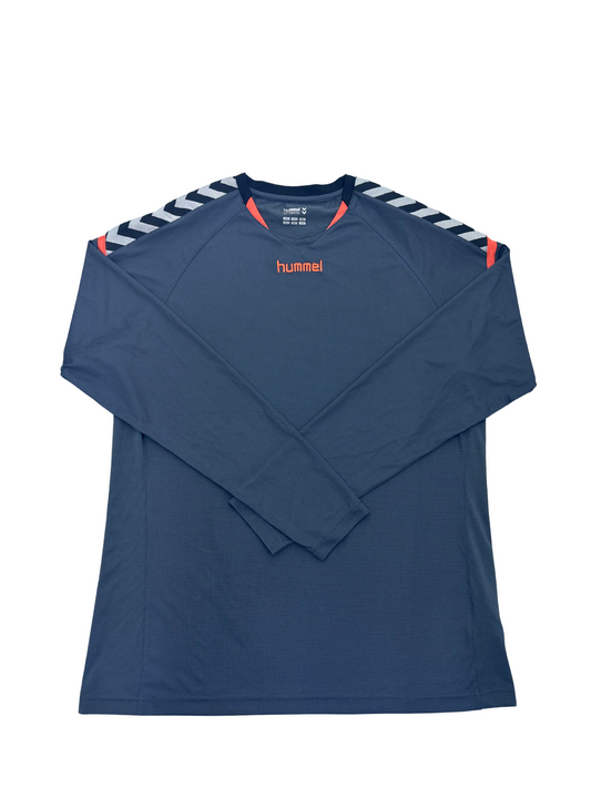Hummel Navy Long Sleeve Training Top – Chevron Shoulder Stripes - XL