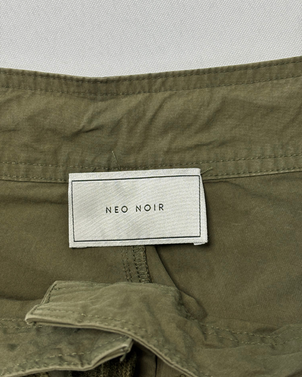 Neo Noir Olive Green Wide-Leg Cargo Pants with Utility Pockets - L | Waist: 32"