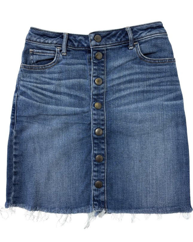 Abercrombie & Fitch Mid-Wash Denim Button-Front Mini Skirt