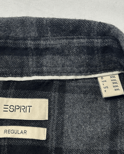 Esprit Regular Fit Grey Plaid Flannel Shirt
