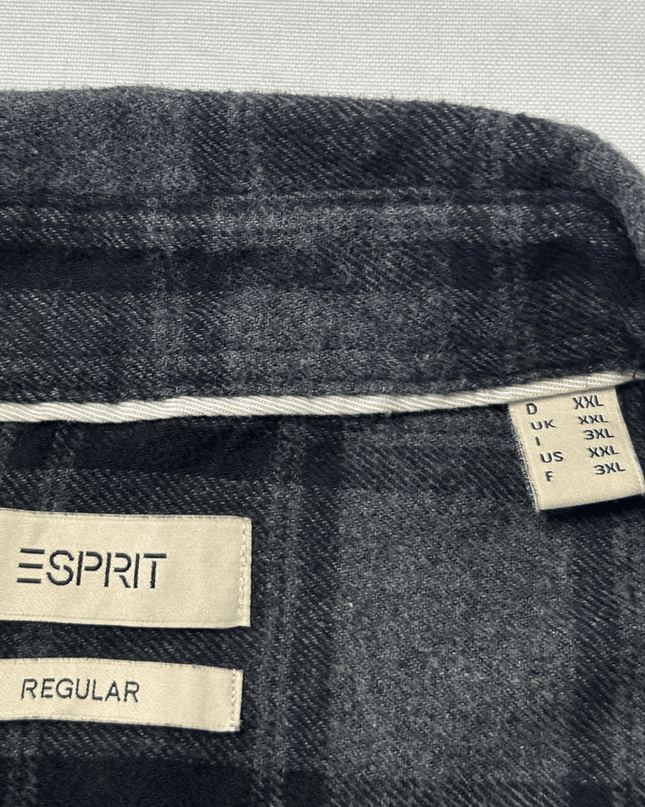 Esprit Regular Fit Grey Plaid Flannel Shirt