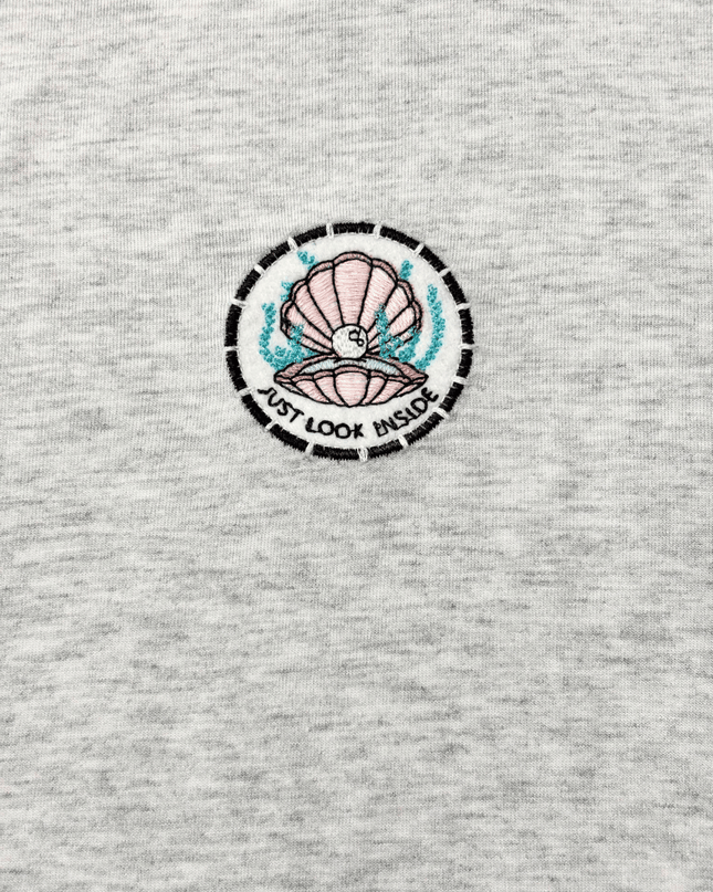 Pull&Bear Grey Ringer "Just Look Inside" Graphic T-Shirt