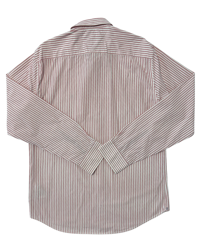 Tommy Hilfiger Red & White Striped Regular Fit Button-Down Shirt