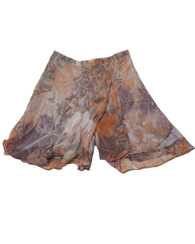 Giorgio Armani Vintage Floral Sheer Peach Wide-Leg Shorts