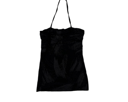 Suzy Shier Y2K Black Metallic Halter Top - XXS