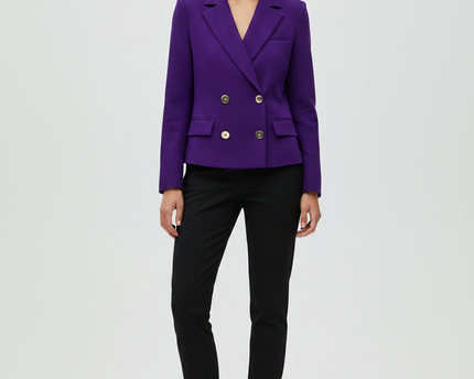 Zara Purple Double-Breasted Tailored Blazer