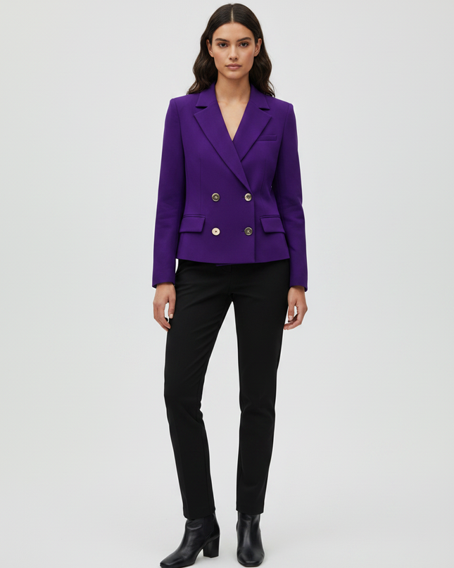 Zara Purple Double-Breasted Tailored Blazer