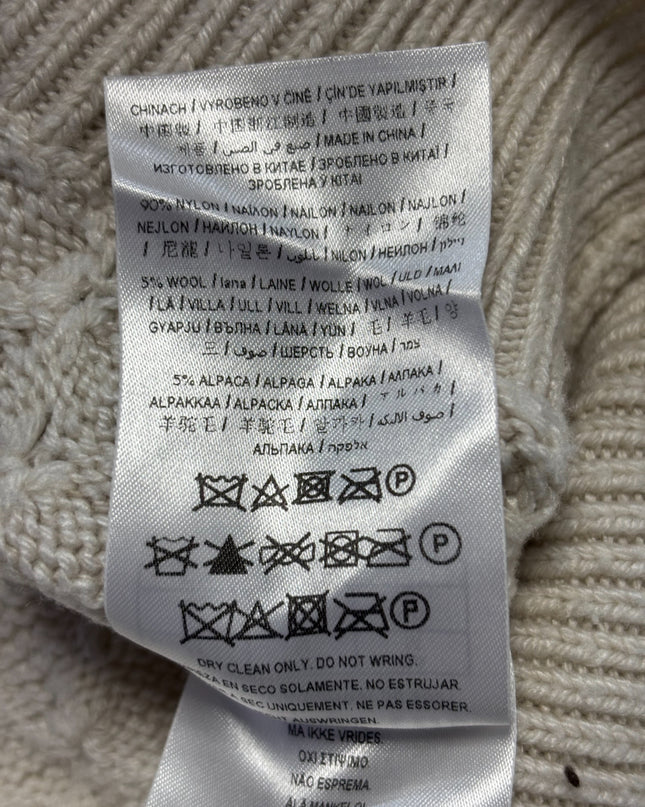 Guess Beige Cable Knit Alpaca Blend Cropped Sweater