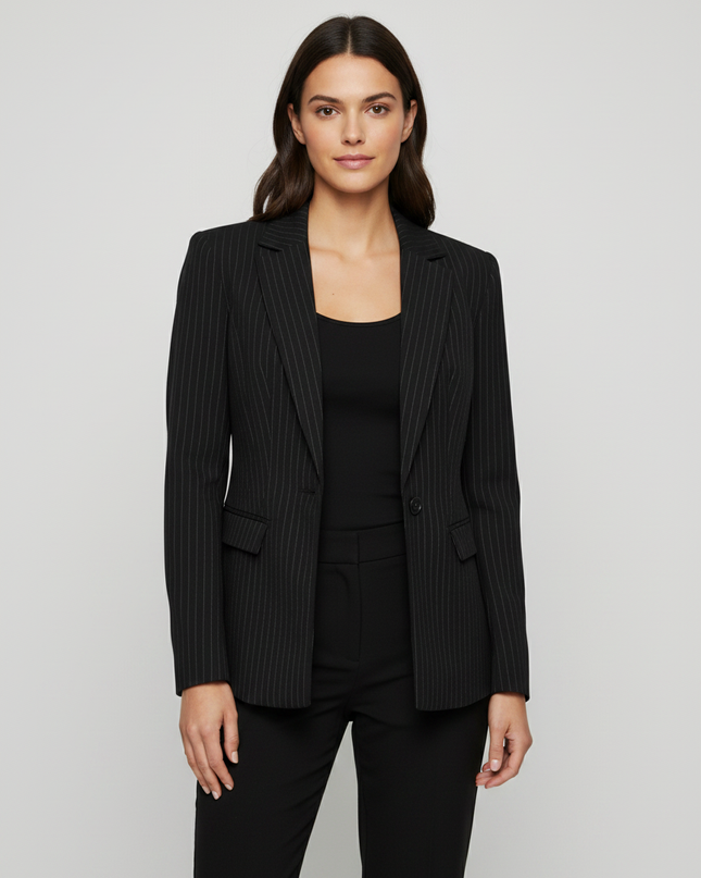 KZN Black Pinstripe Tailored Blazer