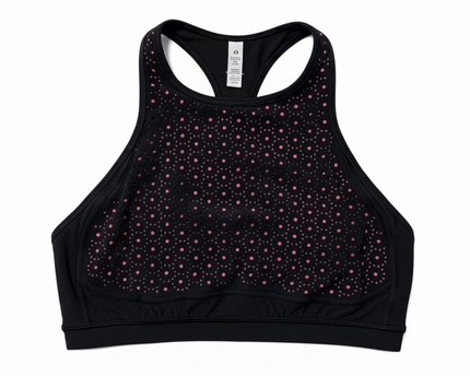 Lululemon Black/Pink High-Neck Perforated Sports Bra