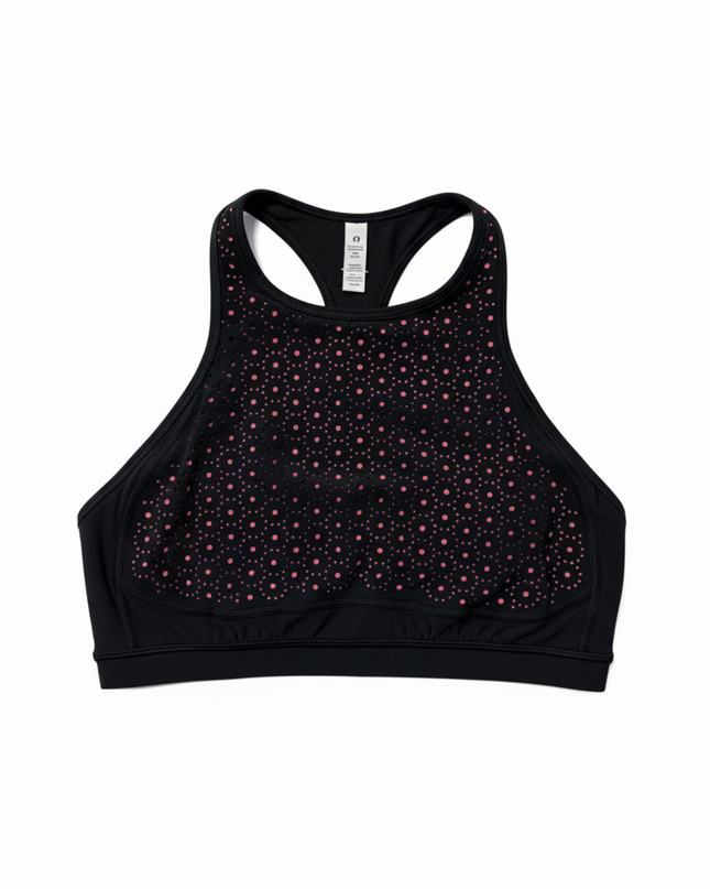 Lululemon Black/Pink High-Neck Perforated Sports Bra