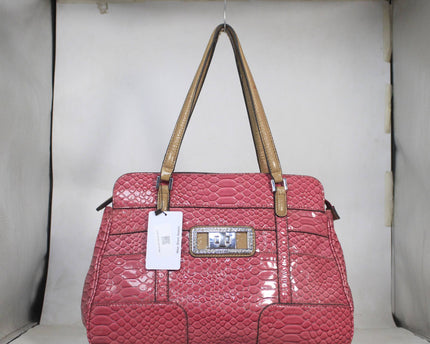 GUESS Pink Snakeskin-Embossed Satchel Bag